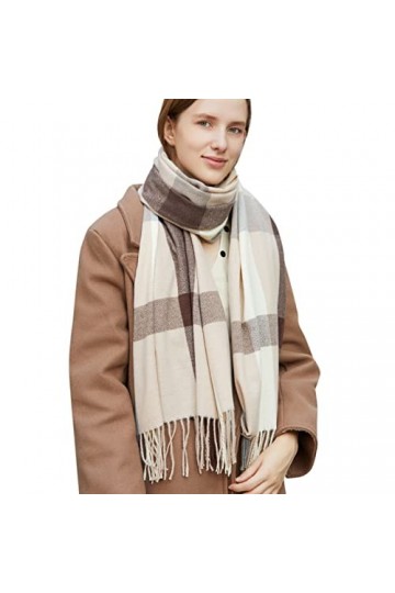 Femme Cachemire Écharpe Grand Doux À Carreaux Léger Pashmina Signé Étole Grande Écharpe Dhiver Chaude Foulard Châle Laine Él