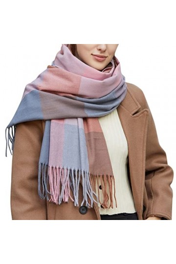 Écharpe Cachemire Femme Grande Laine Légère Châle Chaud Grande Écharpe Hiver Pashmina À Carreaux Étole Douce Elégante Signée 