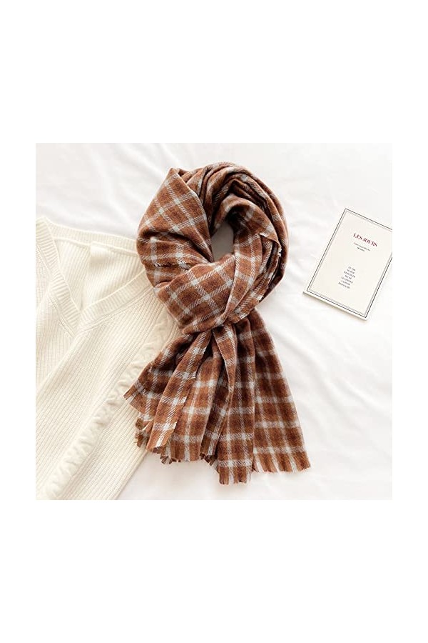 WYCSDD Nouveau châle Classique à Carreaux Longue écharpe Femmes Hiver Gland Mode décontracté Bandana Chaud Pashmina écharpes 