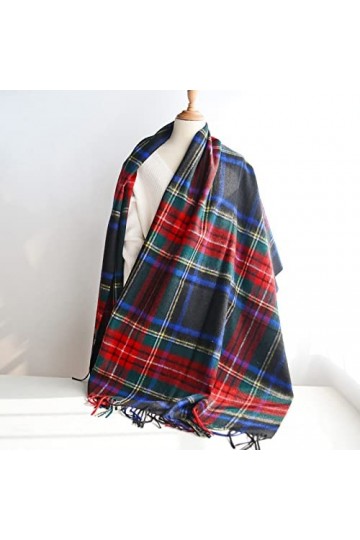 WYCSDD Écharpe en Laine à Carreaux Noirs Britanniques Femmes Hiver Chaud Glands élargis Foulards de Mode châle Hommes Long Pa