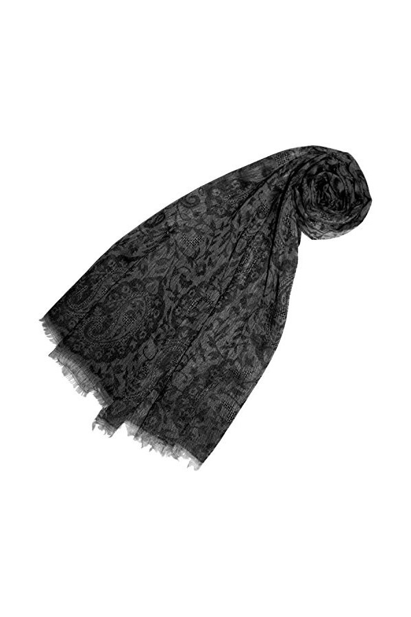 LORENZO CANA - Pashmina - Imprimé Cachemire - Femme noir Gris anthracite