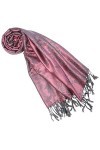 Lorenzo Cana Écharpe, pashmina, motif floral tissé, 70&nbsp;x&nbsp;180&nbsp;cm, en fibre naturelle de modal, jacquard, Rose/gris., Taille Un