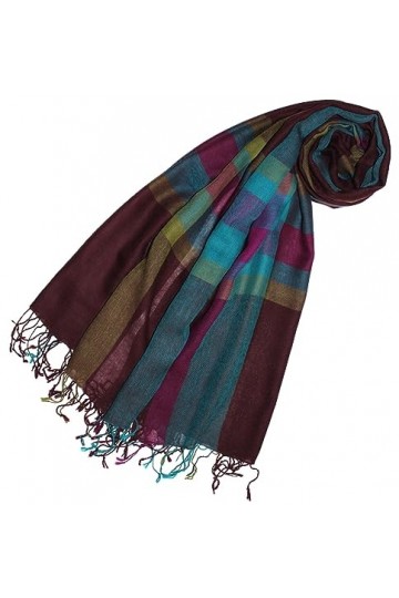 Lorenzo Cana Écharpe Pashmina pour femme - 50 % cachemire et 50 % laine - Bleu doré - Bleu clair - 78657