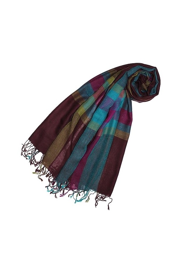 Lorenzo Cana Écharpe Pashmina pour femme - 50 % cachemire et 50 % laine - Bleu doré - Bleu clair - 78657