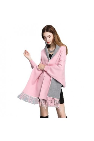 AIRMOOD Écharpe de cardigan de pashmina pour femmes avec manches enveloppe de châle pour couverture de vinaigre,Dark red gray