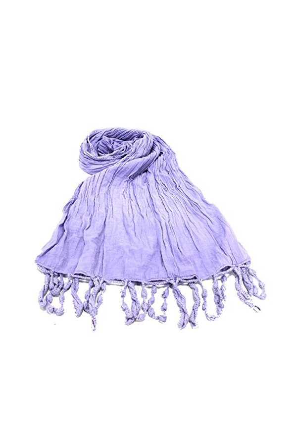 REGINA SCHRECKER Écharpe unisexe homme femme couleur unie 100 % coton pashmina été avec franges 298 lilas