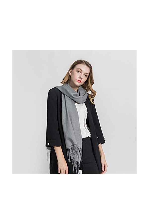 SHUIZONG Écharpe Femme Glands Longs Couleurs Solides Femmes Écharpe Hijabs Hijabs Châles Cachets comme Pashmina Bandana Échar