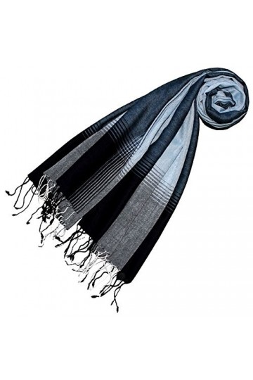 LORENZO CANA Echarpe de 50% Cachemire et 50% Laine pour la femme – 70 x 180 cm, à rayures - souple et noble – une sensation d