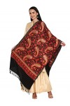 Grande écharpe brodée en fausse laine pashmina indienne surdimensionnée pour femme, marron,