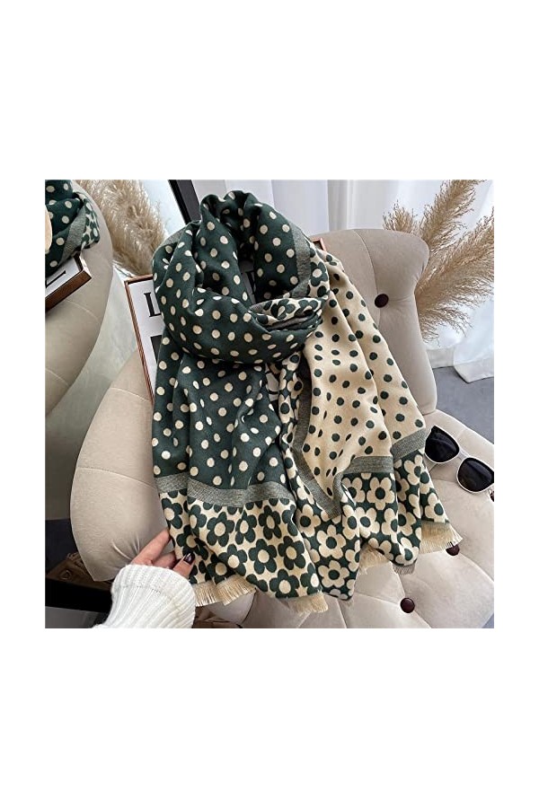 Bywenzai Foulard Dot Floral Cachemire Écharpe Hiver Femmes Pashmina Châles Couverture Chaude Wraps Femme Épais Hijab Étoles W