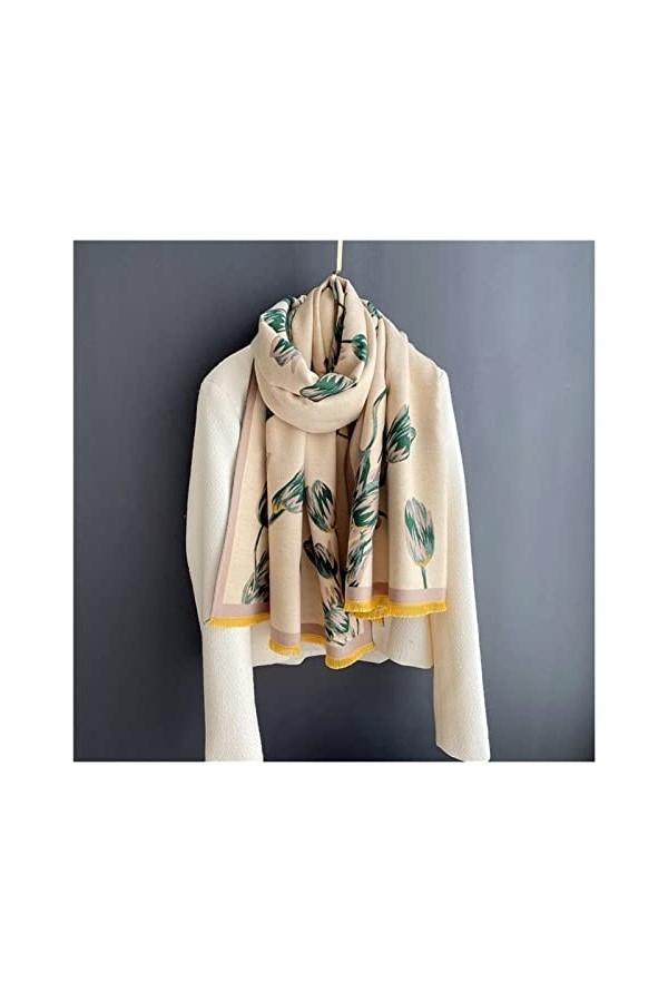 kerryshop Echarpe Femme Elegant Foulard d Hiver Floral for Femme Pashmina Châles Shalds Wraps Sold Epais Couverture Chaude é