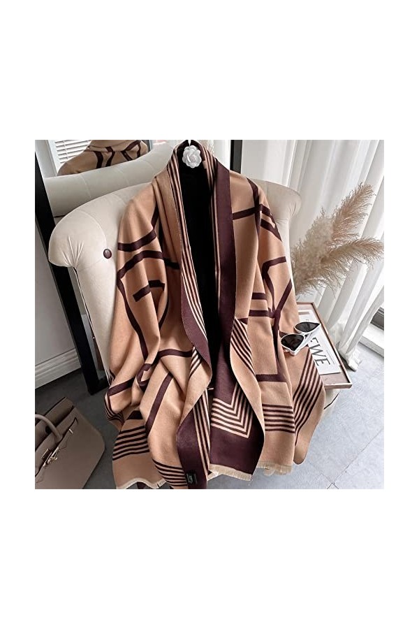 Bywenzai Foulard Écharpe dhiver Chaud Cachemire Femmes Pashmina Conception Imprimer Châles Wrap Femme Épaisse Couverture Dou