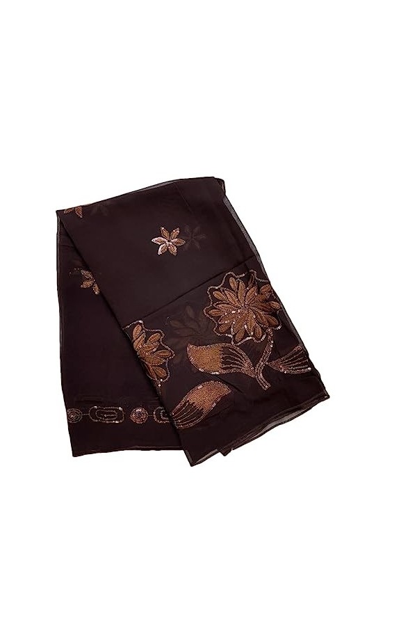 keusyoi Dubai Écharpe printanière pour femme musulmane, mousseline de soie africaine, paillettes brodées hijab pashmina turba