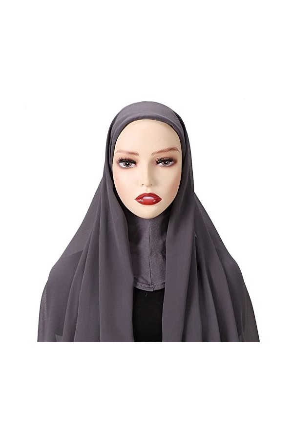 DABOURANG Hijab pour Femme Mousseline de Soie Hijab Musulman intérieur Bandeau Femmes Casquette Bonnet Long châle sous-écharp