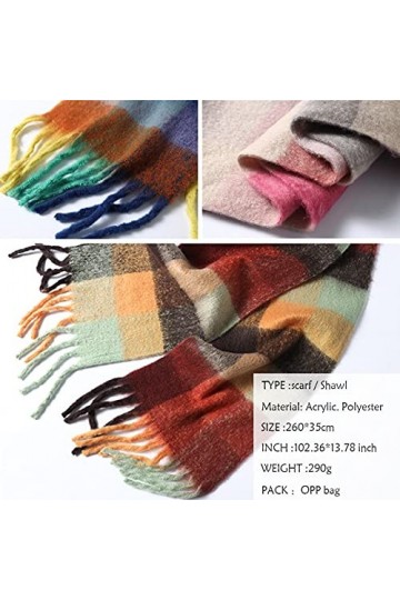 Écharpe Châle Écharpe à carreaux Fauche Hiver Pashmina Châles Châles Cachemire Épais Épaisse Dame Tassel Foulards chauds Écha