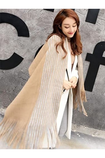 Foulard Echarpe Scarf Scarves Femmes Chaud Paisley Écharpe Rayée Nouvelle Mode Dame Imité Tricot Foulard&nbsp;&nbsp;&nbsp;Double Couleur Pat