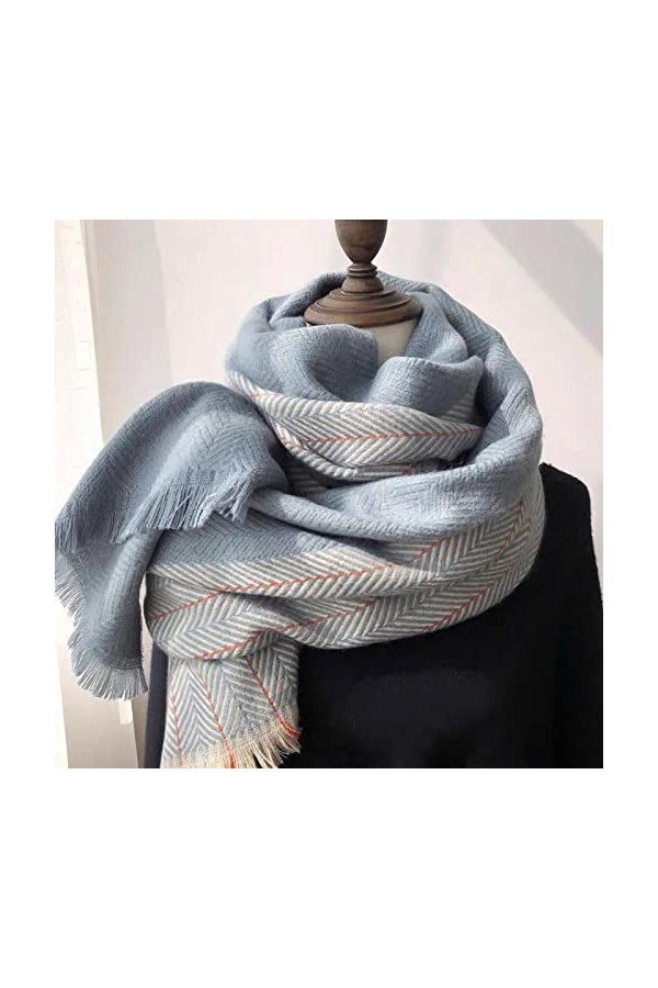 Secuos Nouvelle Écharpe dhiver en Cachemire Automne Hiver Femmes Coréen À Chevrons Écharpe Chaude Dame Doux Châles Jaune