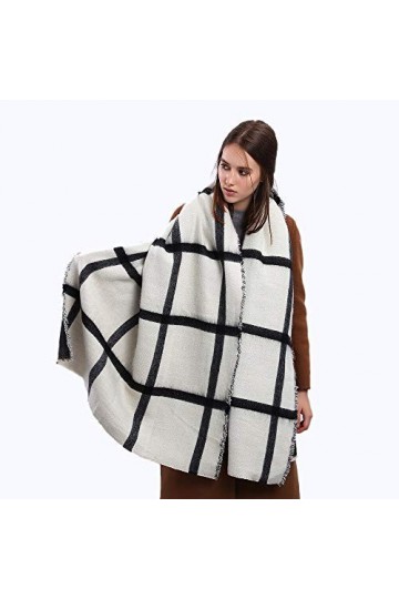 Bywenzai Foulard Écharpe dhiver Automne Et Hiver Épaissie Plaid Écharpe Femme Cachemire Châle Couple Écharpe Chaude Cw004