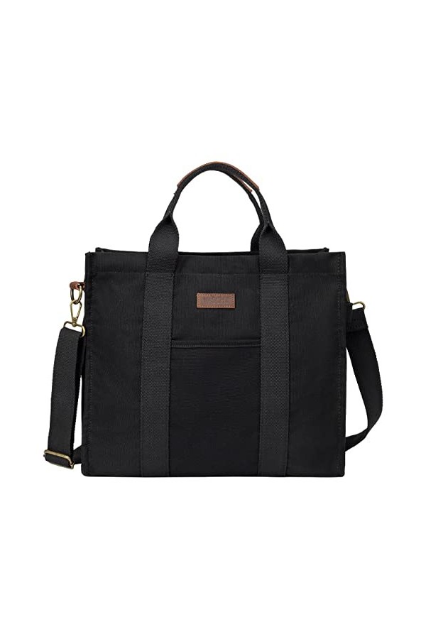 VASCHY Petit Cabas Femme, Sac à Main en Toile Fille Cabas Courses Élégant Sac à Bandoulière Ado avec Poche Zippée pour Travai