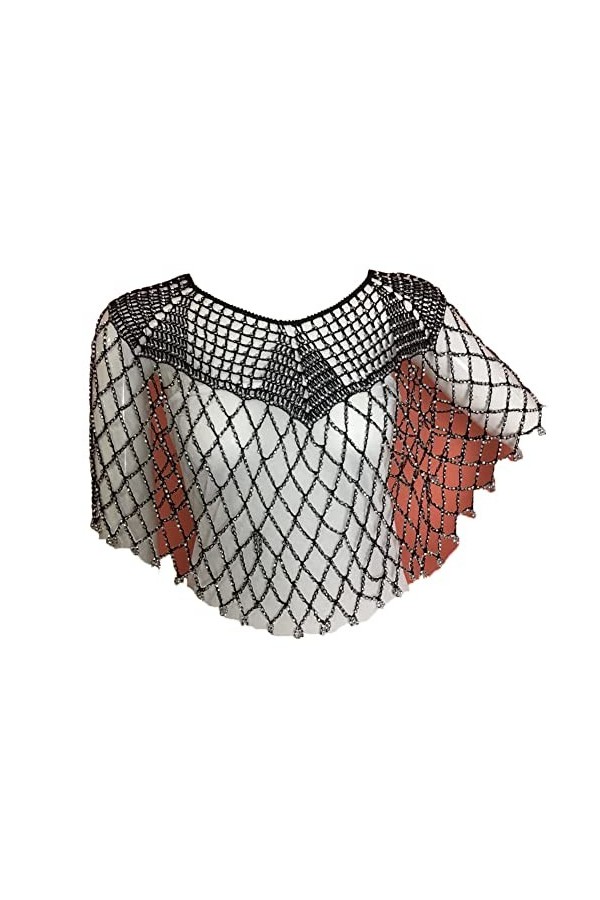 Youllyuu Châle de soirée années 1920 avec perles, blanc, taille unique