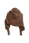 SERUMY Écharpes Tricotées Nouvelle Mode Femme Lady Tringed Pull Scarf-Red