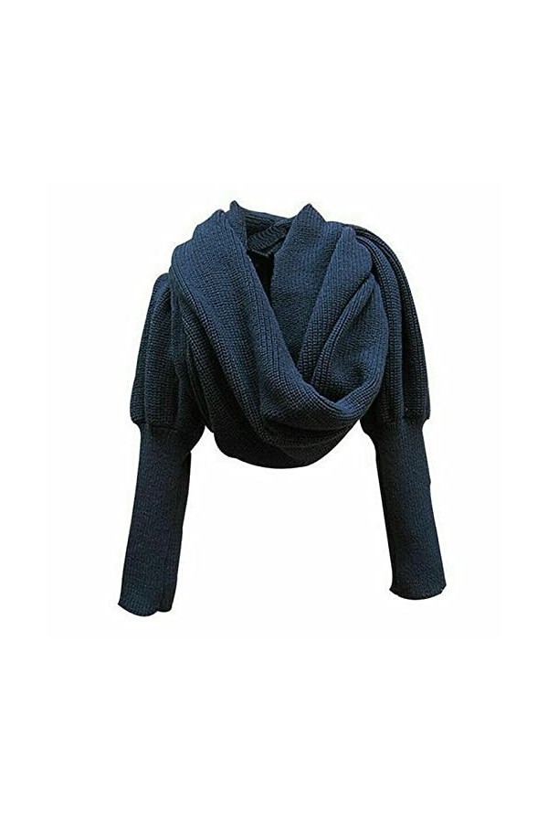 SERUMY Écharpes Tricotées Nouvelle Mode Femme Lady Tringed Pull Scarf-Red