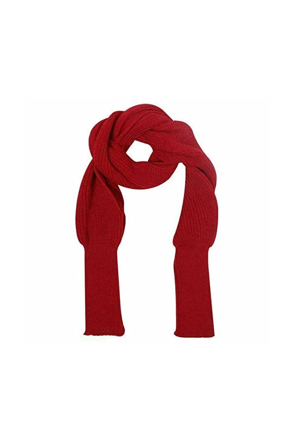 SERUMY Écharpes Tricotées Nouvelle Mode Femme Lady Tringed Pull Scarf-Red