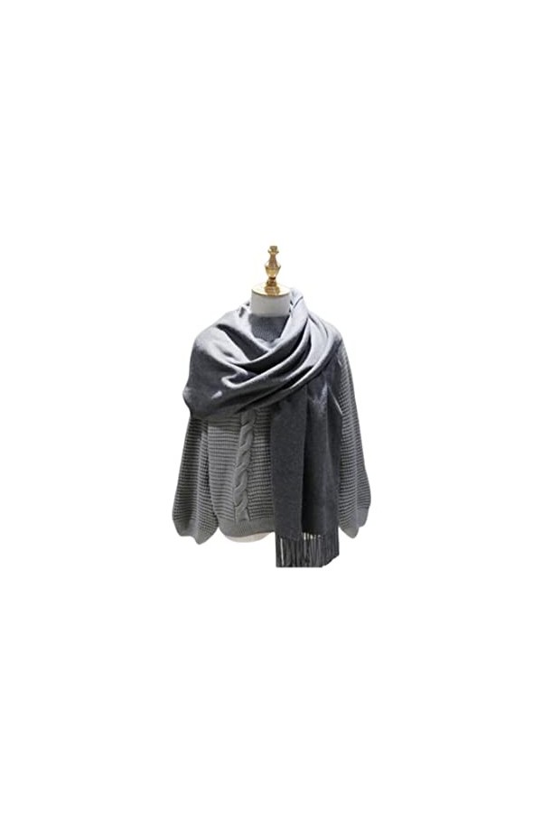 SERUMY Écharpes Tricotées Femmes Color Colormire Cashmere with Tassel Lady Winter Automne Scarf Scharf Thinker Femme Châle Ch