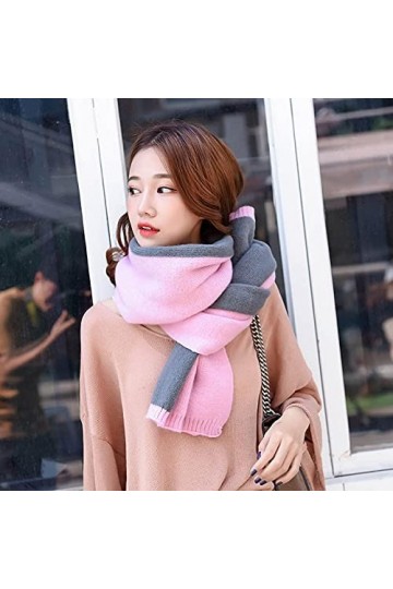 Foulard Echarpe Scarf Scarves Écharpe De Couple Épaisse pour Femmes, Nouvelle Écharpe De Couleur Assortie en Tricot Frais, Ta
