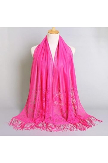 Foulard Femme Cheveux Echarpe Soie Dentelle Châle Turban Dames Blanc Noir 13