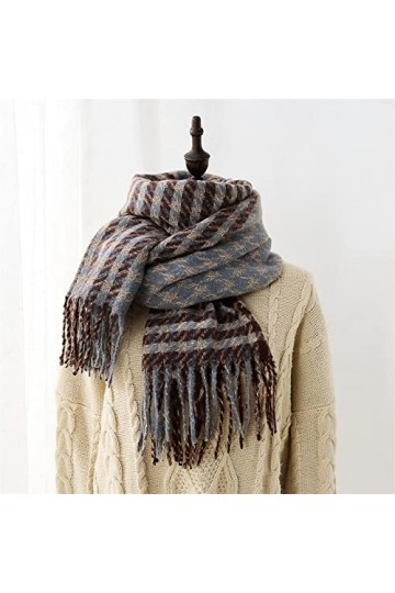 Foulard Femme Soie Cheveux pour De Hiver en Echarpe Mode Nouvelles Dames Écharpe Plaid Frange Longues Dames Châle Turban Écha