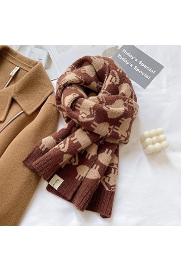 Bysonglezai Écharpe tricotée Chaude d’Hiver pour Femme imprimée Neckerchief Shawl Female Animal Stoles WT46-4