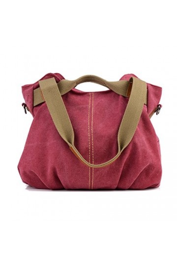 LOSMILE femmes Toile Sac à main Sac dépaule Sac bandoulière Sac à main Sacs portés Sacs à lépaule rouge 