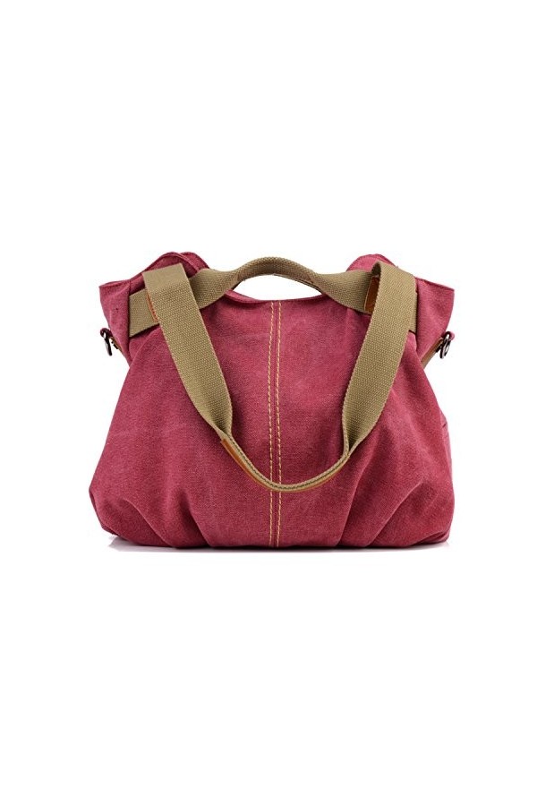 LOSMILE femmes Toile Sac à main Sac dépaule Sac bandoulière Sac à main Sacs portés Sacs à lépaule rouge 