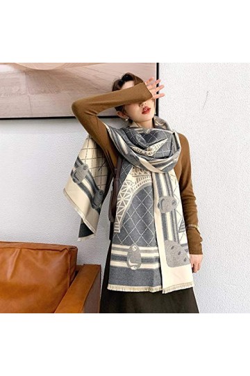 Bywenzai Foulard Cachemire Femmes Hiver Écharpe Pashmina Châles Épais Foulards Imprimés Chaud Dame Blanked Wraps Double Face 
