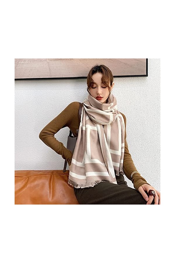 Bywenzai Foulard Cachemire Femmes Hiver Écharpe Pashmina Châles Épais Foulards Imprimés Chaud Dame Blanked Wraps Double Face 