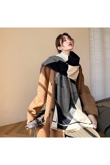 Bywenzai Foulard Femmes Hiver Écharpe Chaud Cachemire Pashmina Conception Motif Géométrique Épaisse Femme Couverture Automne 
