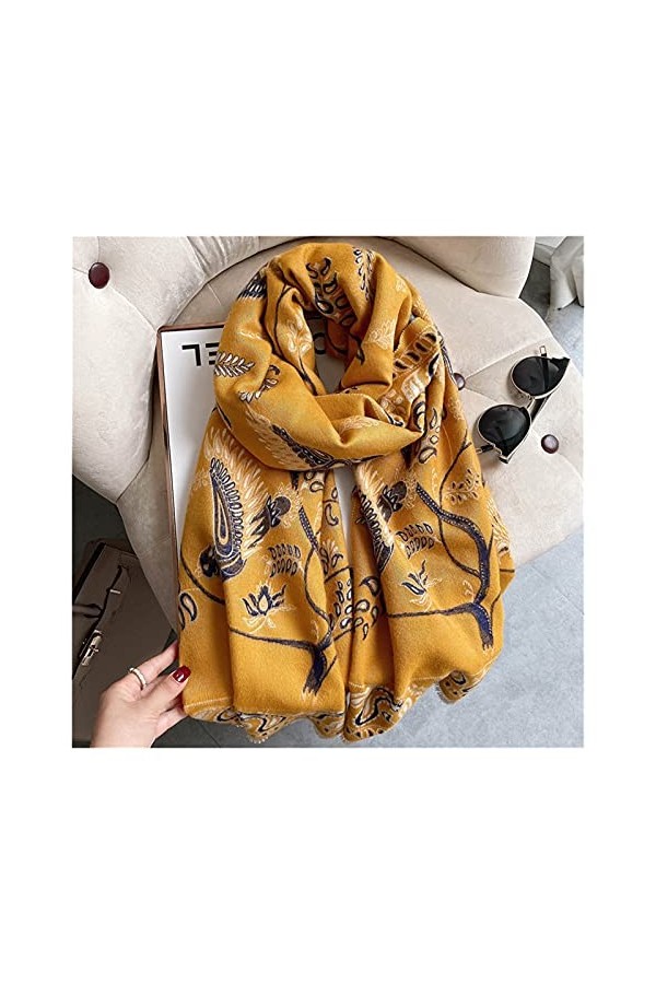ZZLLFF Foulard au Cachemire Chaude Feuilles de châle de châle de la Dame Design imprimé goudouts Pashmina Hiver épais Couvert