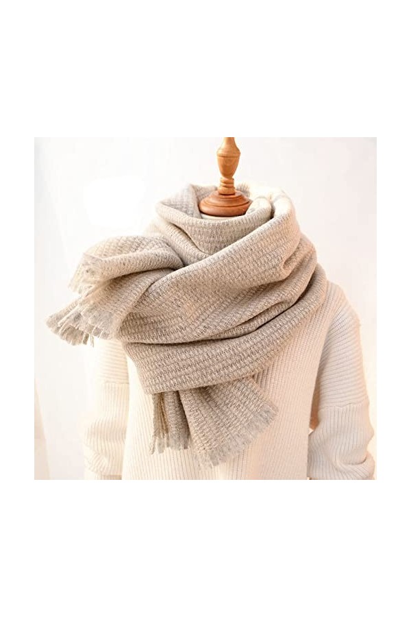 WYCSDD Écharpe en Laine Couleur Unie Gris Long Pashmina Chaud Doux Chic Mode décontracté châle Cadeau spécial pour Les Femmes