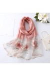 NXYJD Printemps Automne Dames écharpe en Soie Broder des écharpes châle et enveloppes Longue écharpe à Fleurs pour Femmes Fou