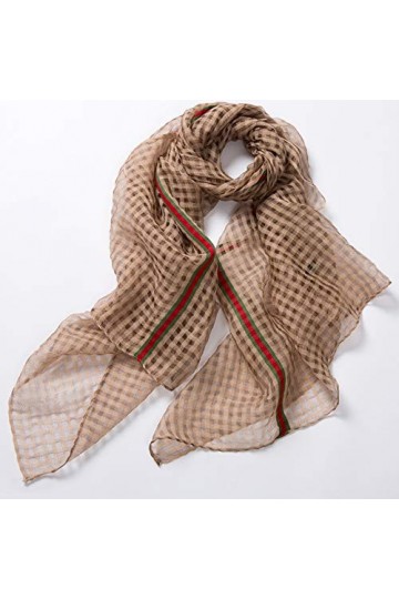 GCC Écharpe Fine à Carreaux en Laine De Soie Hiver,Mode Femme Sauvage Décoration Longue Écharpes Foulard, 4 Couleurs Disponib