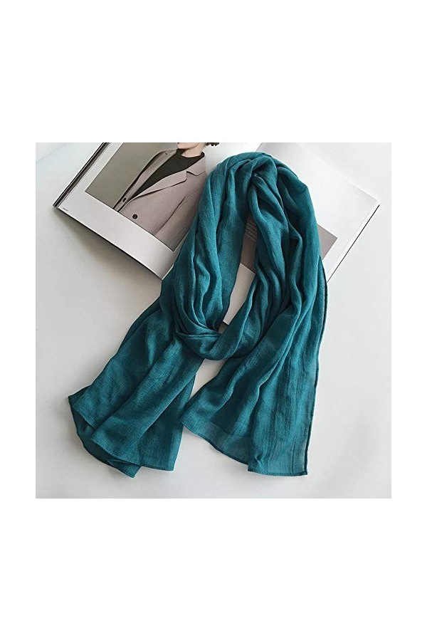 GCC Écharpe en Coton Et Lin Couleur Unie pour Femme,Automne Et Hiver Sauvage Section Mince Respirant ÉCharpe, 2 Styles Dispon