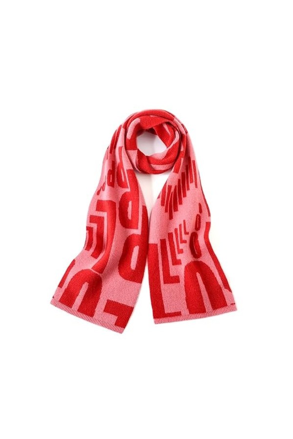MdybF Écharpe Femmes Fashion Letter Design Cachemire Foulard Automne Hiver Wild Écharpe Chaude-Rouge-160 * 20Cm