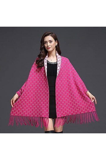 Foulard Echarpe Scarf Scarves Nouveau Classique Double Face Couleur Capes Tricot Motif Écharpe Châle Long Wrap Femmes Poncho 