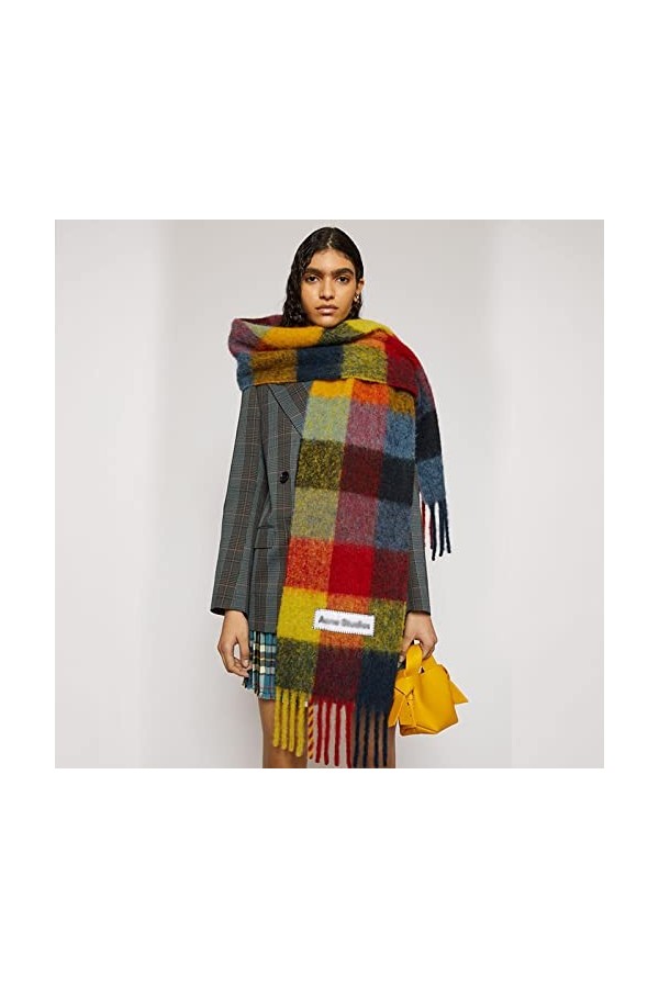 Foulard Echarpe Scarf Scarves Nouvelle Marque Écharpe Femmes Plaid Doux Chaud Gland Châles Dames Rouge Multi Couleurs Grands 