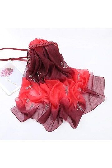 GND 2 PCS Écharpes pour Femmes Soie Broderie Motif Floral Écharpe Châle De Mode Écharpes Crème Solaire Châles