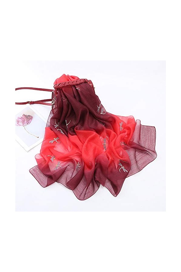 GND 2 PCS Écharpes pour Femmes Soie Broderie Motif Floral Écharpe Châle De Mode Écharpes Crème Solaire Châles