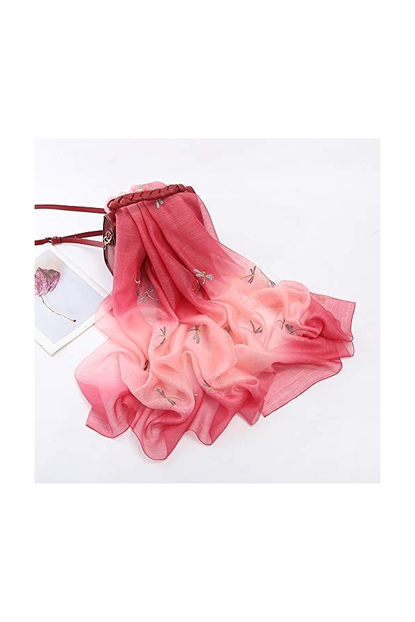 GND 2 PCS Écharpes pour Femmes Soie Broderie Motif Floral Écharpe Châle De Mode Écharpes Crème Solaire Châles