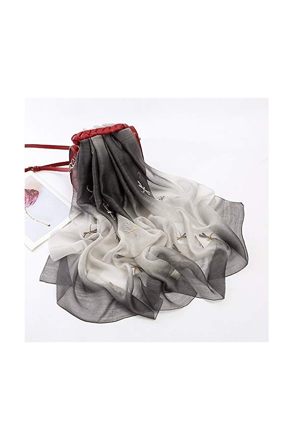 GND 2 PCS Écharpes pour Femmes Soie Broderie Motif Floral Écharpe Châle De Mode Écharpes Crème Solaire Châles