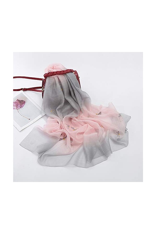 GND 2 PCS Écharpes pour Femmes Soie Broderie Motif Floral Écharpe Châle De Mode Écharpes Crème Solaire Châles